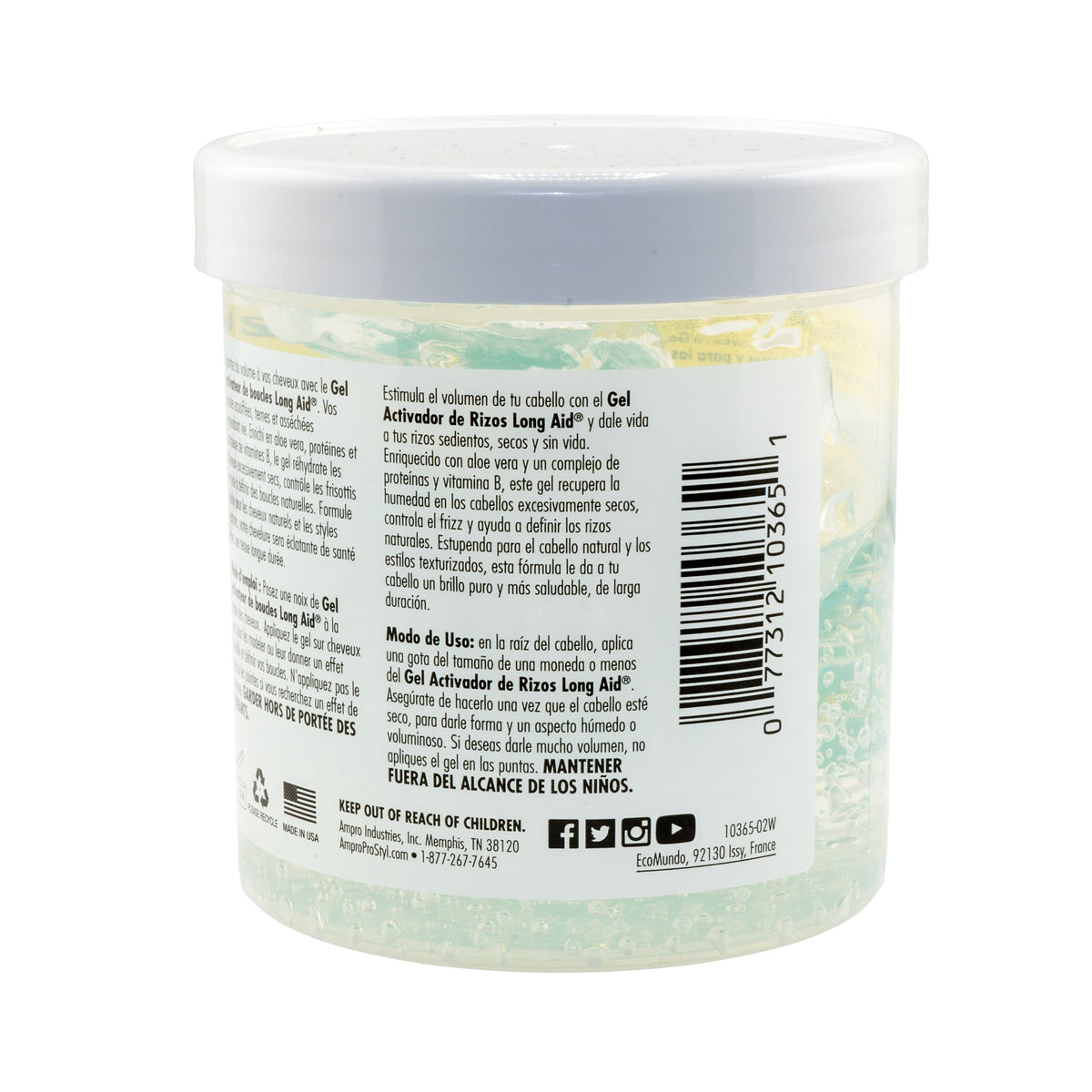 Long Aid Curl Activator Hair Styling Gel Extra Hold, 15oz., Moisturizing, Unisex
