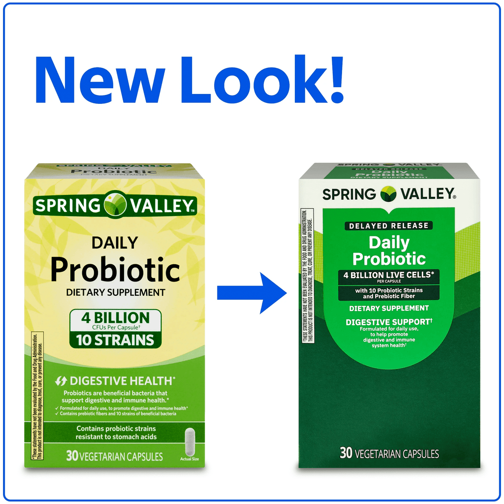 Spring Valley Daily Probiotic Delayed Release Capsules for Digestive Health, 4 Billion Live Cells, 30 Count