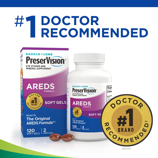 PreserVision AREDS Eye Vitamins and Minerals with Beta Carotene Softgels, 120 Count