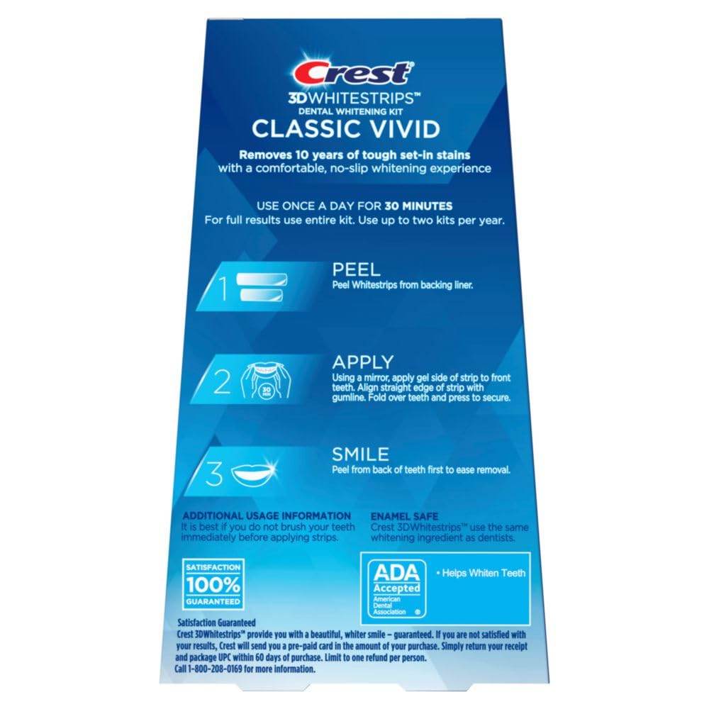 Crest 3D Whitestrips Classic Vivid Teeth Whitening Kit, 20 ea - OTC Shoppe Express