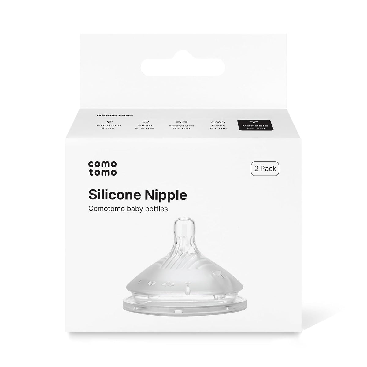 Comotomo (Gen 2) Silicone Replacement Nipple, Variable Flow Y-Cut, 2 Count