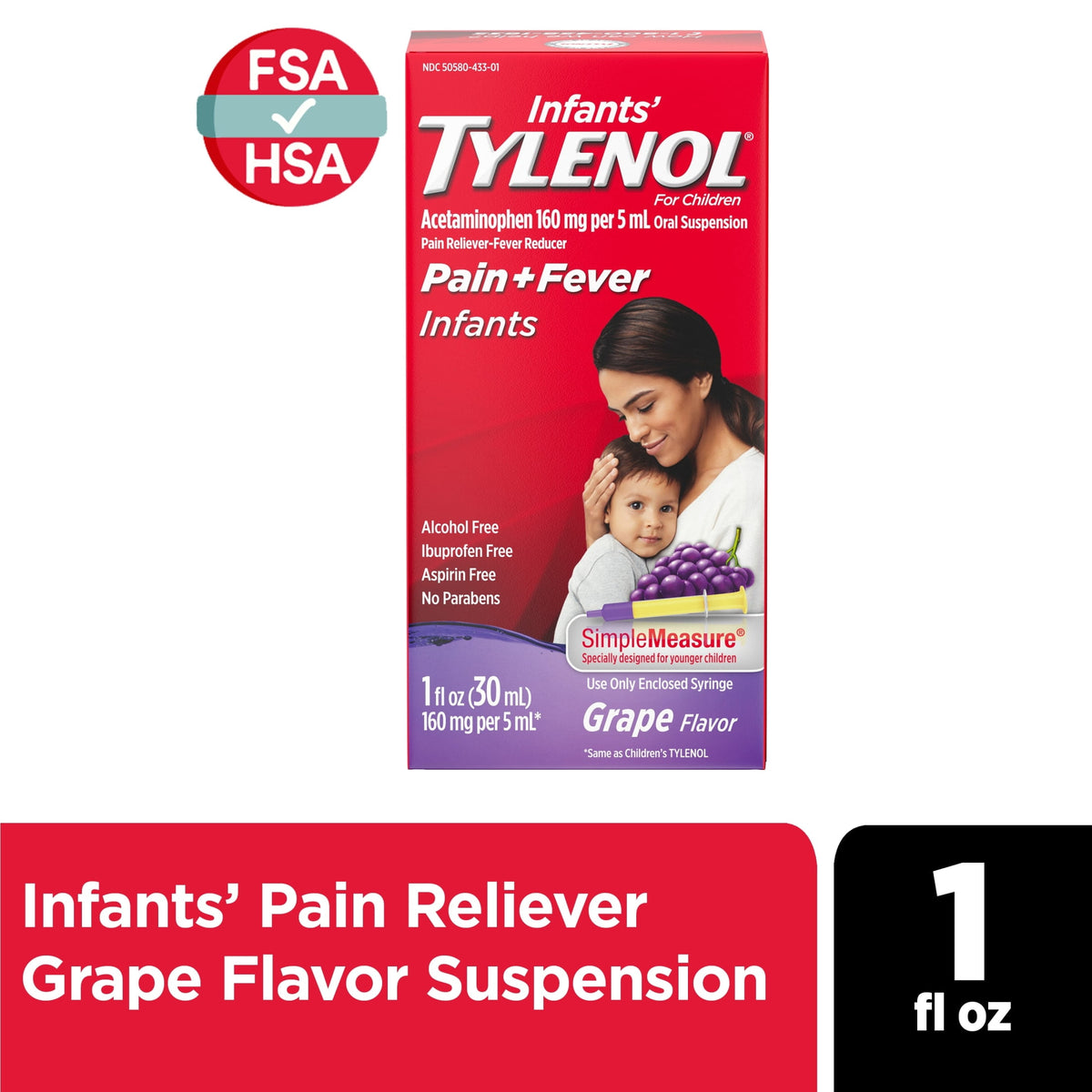 Infants' Tylenol Acetaminophen Liquid Medicine, Grape, 1 fl. oz