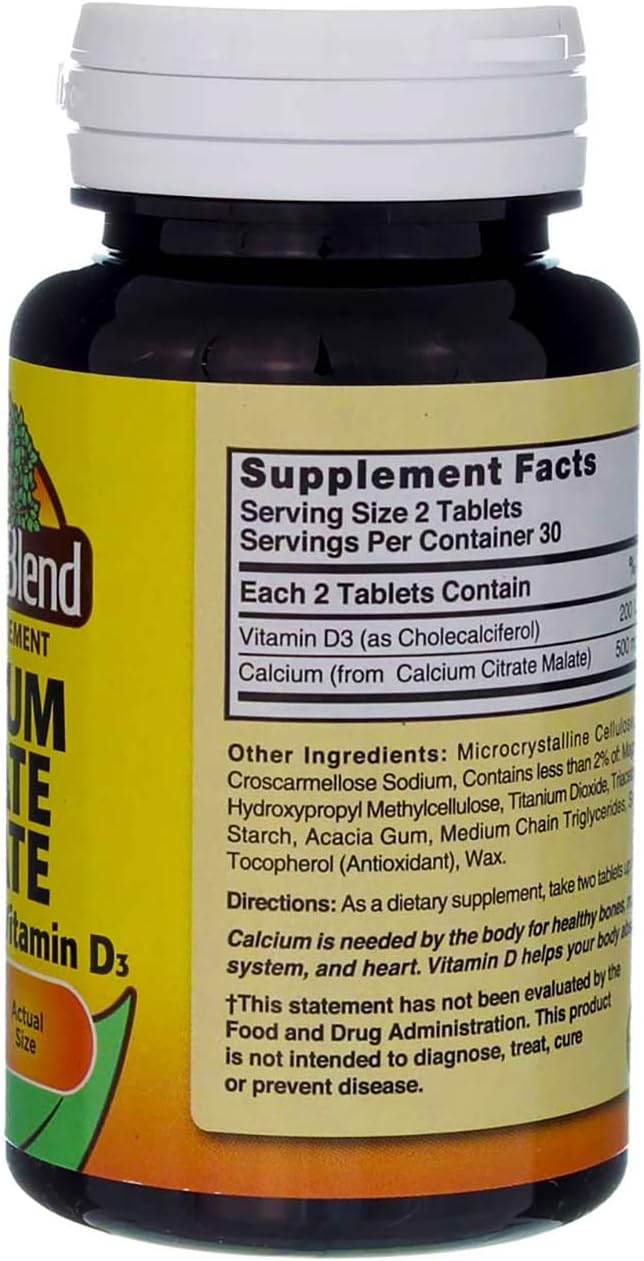 Nature's Blend Calcium Citrate Malate with D, 500 mg, Tablets, 60 ea - OTC Shoppe Express
