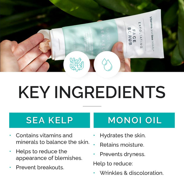VitaminSea.beauty Monoi Oil & Sea Kelp Exfoliating Face Scrub, 5.1 oz