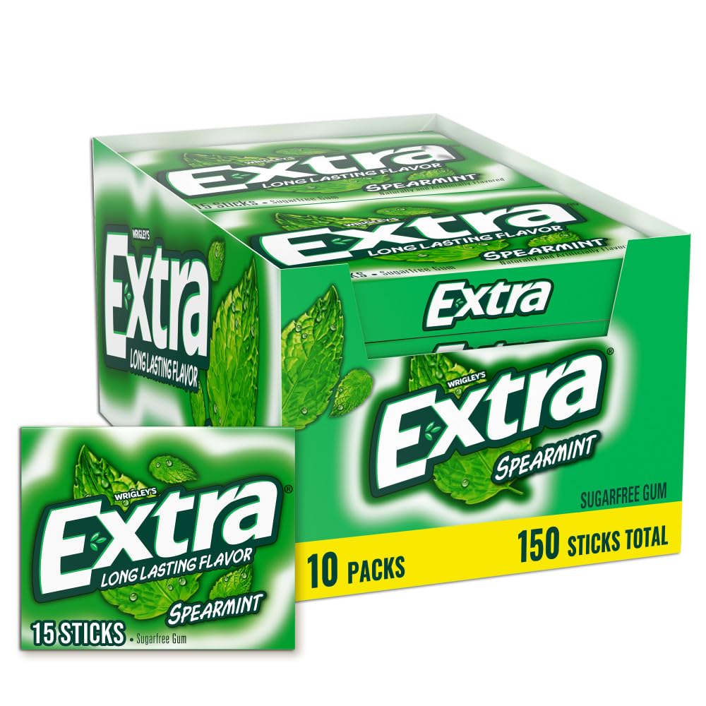Extra Sugar Free Chewing Gum Bulk Pack, Spearmint, 10 pack