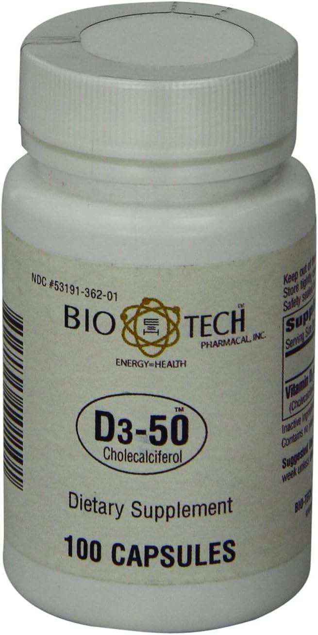 Bio Tech Pharmacal Inc, D3-50, Cholecalciferol, Capsules, 100 ea - OTC Shoppe Express