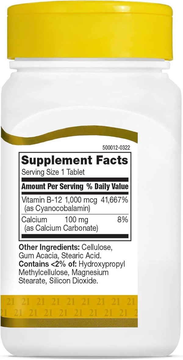 21st Century Vitamin B-12, Prolonged Release, 1000 mcg, Tablets, 110 ea - OTC Shoppe Express