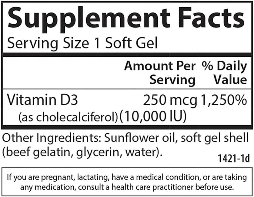 Carlson Labs Vitamin D3, 10000 IU, Softgels, 120 ea - OTC Shoppe Express