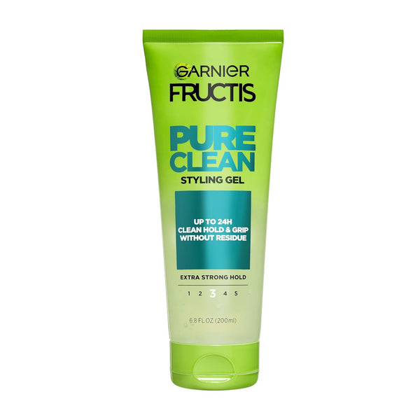 Garnier Fructis Pure Clean Styling Hair Gel, Extra Strong Hold for Up to 24HRs, Non-Flaking, Non-Sticky Formula with Aloe Extract, Made for All Hair