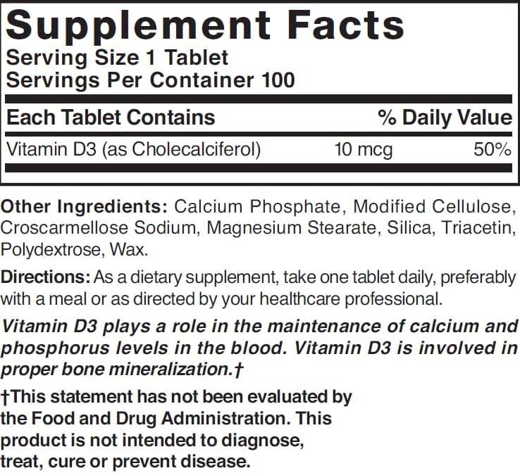 Nature's Blend Vitamin D, 400 IU, Tablets, 100 ea - OTC Shoppe Express