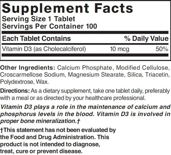Nature's Blend Vitamin D, 400 IU, Tablets, 100 ea - OTC Shoppe Express