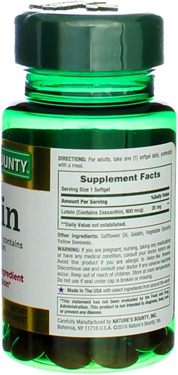 Nature's Bounty Lutein, 20 mg, Softgels, 40 ea - OTC Shoppe Express