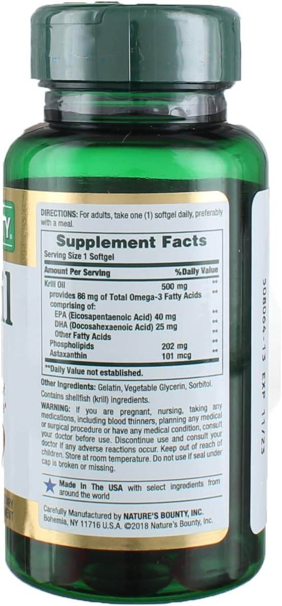 Nature's Bounty Red Krill Oil, 500 mg, Softgels, 30 ea - OTC Shoppe Express