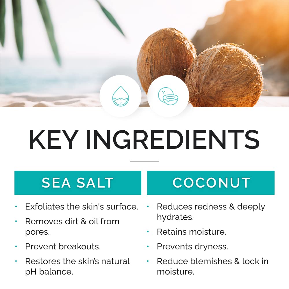 VitaminSea.beauty Sea Salt & Coconut Gentle & Brightening Face Scrub, 5.1 oz