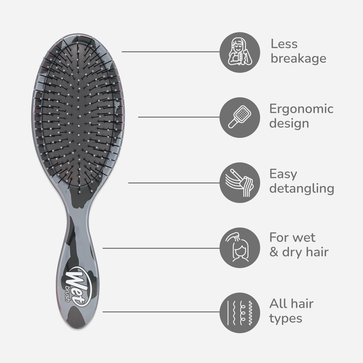 Wet Brush Original Detangler Hair Brush Grey Leopard (Safari) IntelliFlex Bristles 2-Pack