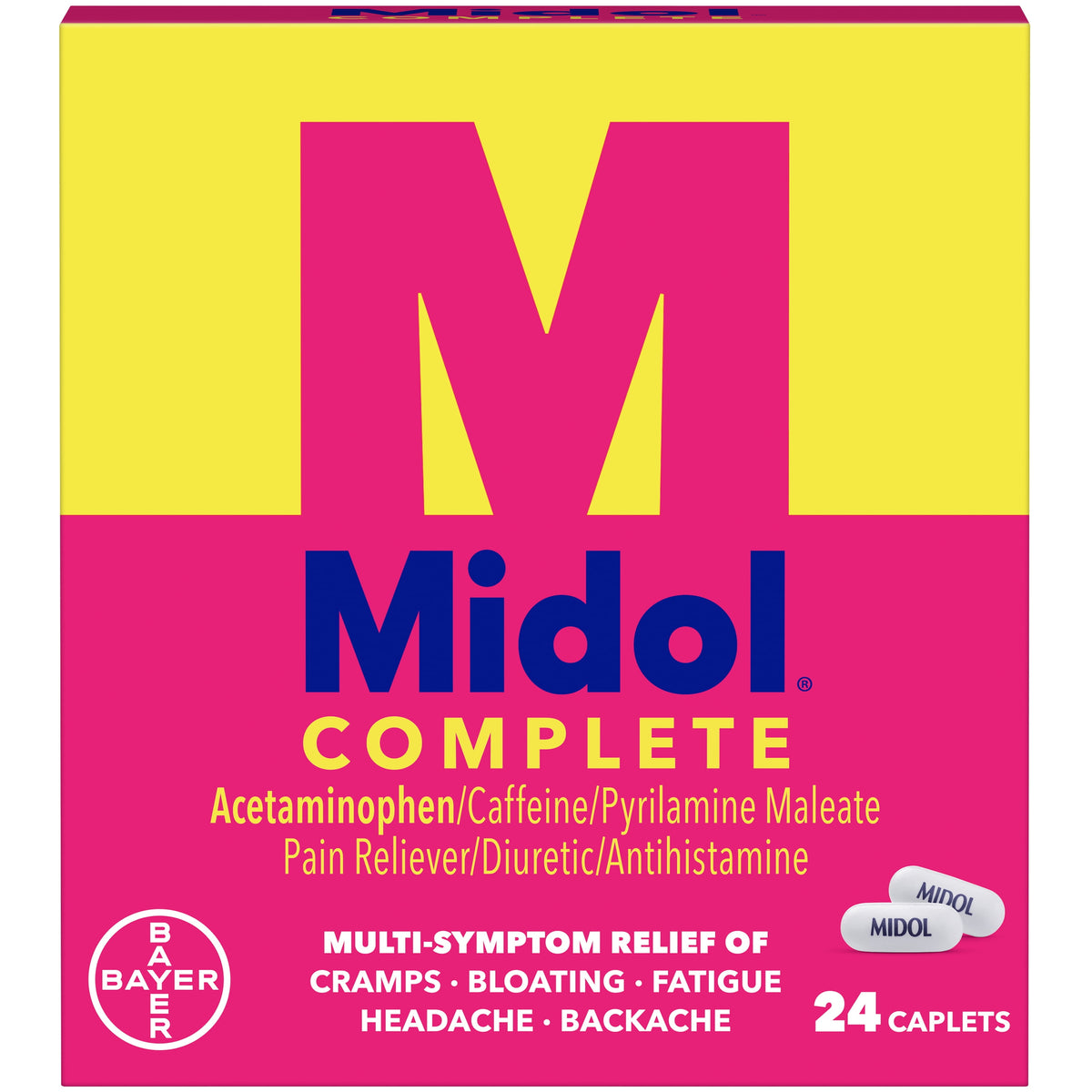 Midol Complete Menstrual Pain Relief Caplets with Acetaminophen, 24 ct