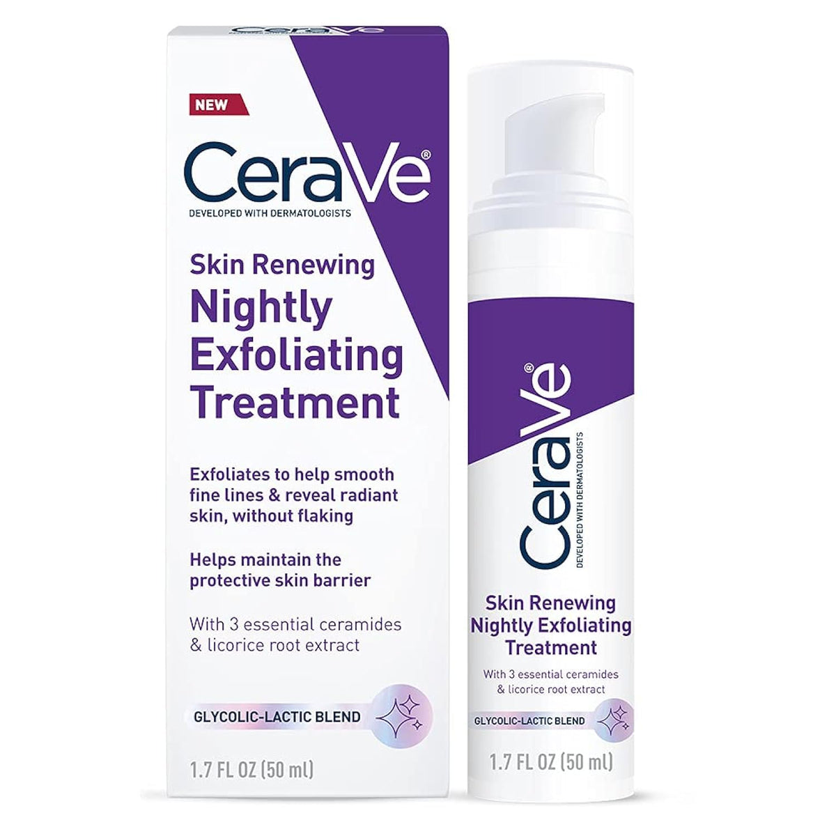 CeraVe Exfoliating Treatment, Anti Aging Serum with Glycolic Acid, 1.7oz