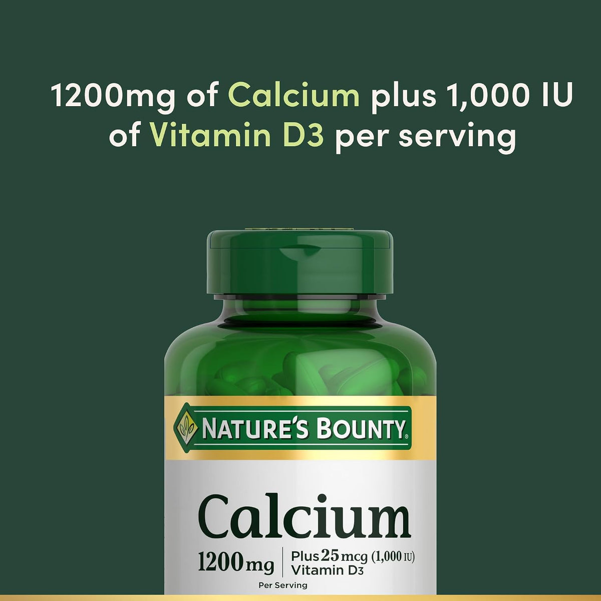 Nature's Bounty Calcium 1200mg with 1000 IU Vitamin D3, 120 Count