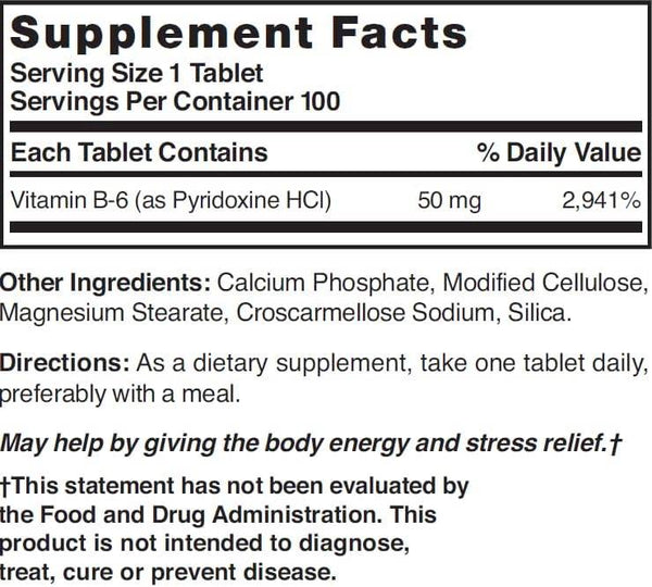 Nature's Blend B6, 50 mg, Tablets, 100 ea - OTC Shoppe Express