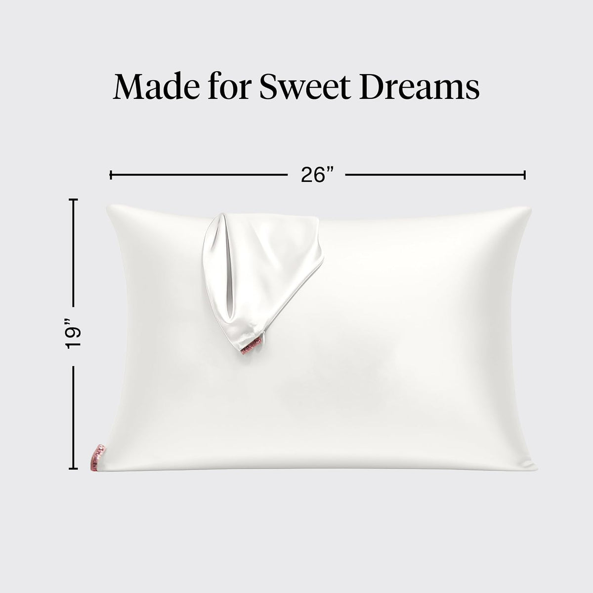 Kitsch Satin Pillowcase with Zipper Standard Size Ivory 2-Pack