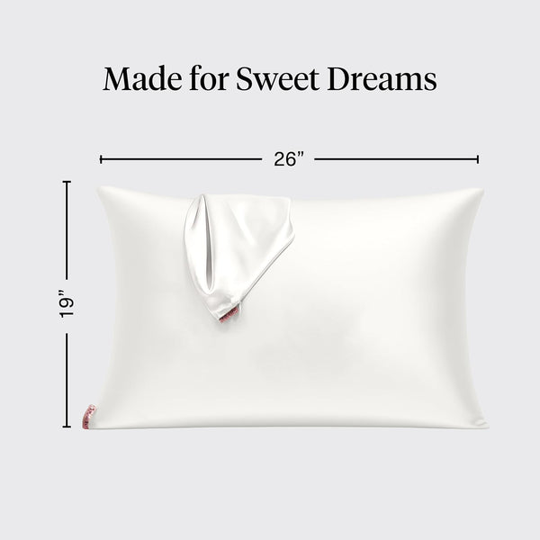 Kitsch Satin Pillowcase with Zipper Standard Size Ivory 2-Pack