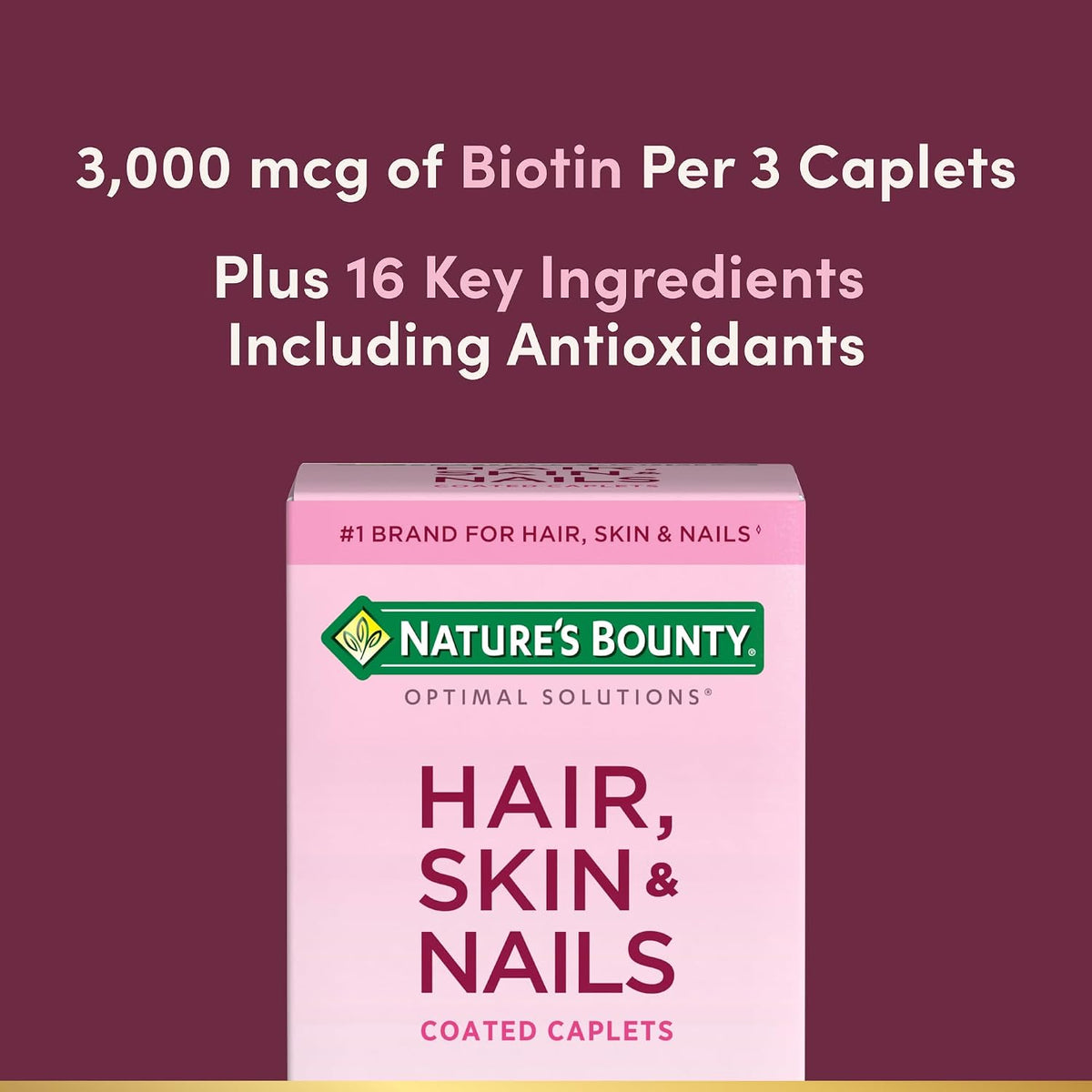 Nature's Bounty Optimal Solutions Hair, Skin & Nails Formula, 20 Servings