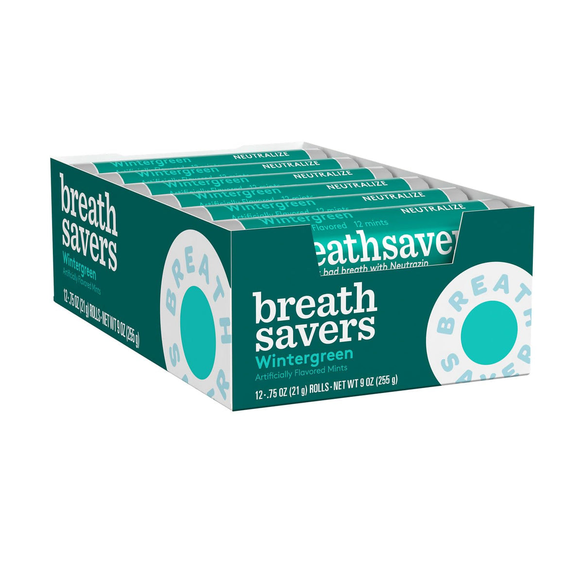 BREATH SAVERS Wintergreen Sugar-Free Mints Rolls, 0.75 oz, 12 ct