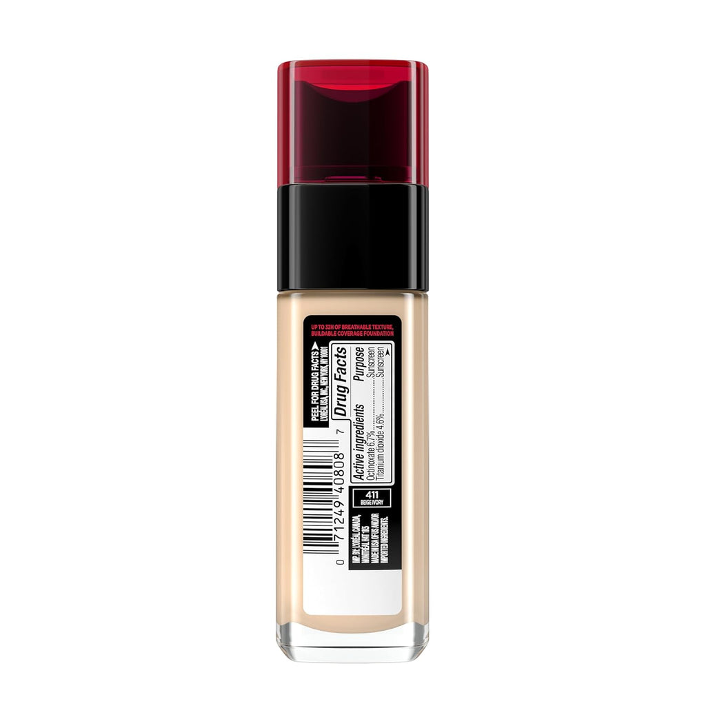 L'Oréal Infallible Fresh Wear 24HR Foundation, 411 Beige Ivory, 1 oz