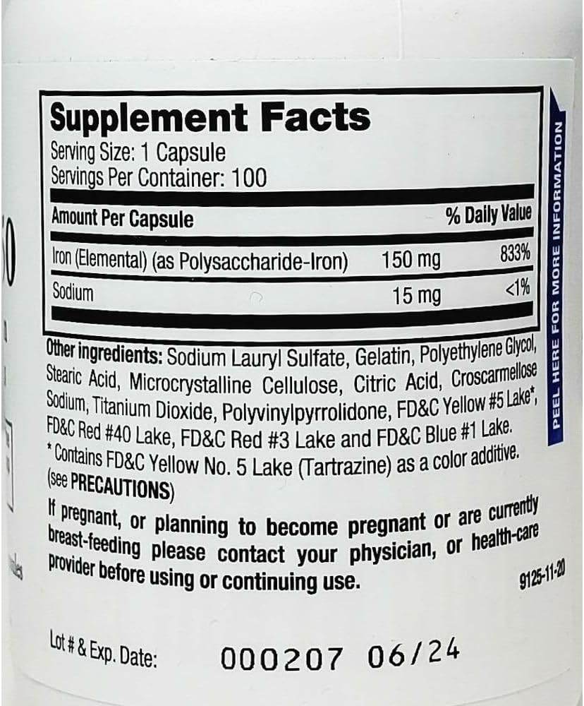 Ferrex 150 Polysaccharide-Iron Complex, Capsules, 100 ea - OTC Shoppe Express