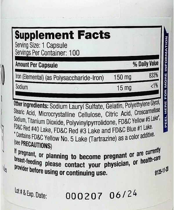 Ferrex 150 Polysaccharide-Iron Complex, Capsules, 100 ea - OTC Shoppe Express