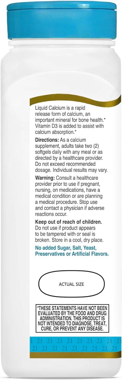 21st Century Liquid Filled Calcium, 1200 mg, Plus D3, Softgels, 90 ea - OTC Shoppe Express