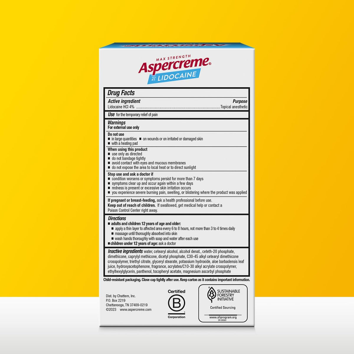Aspercreme Lidocaine Foot Pain Relief Cream, Moisturizing Aloe, 4 oz.