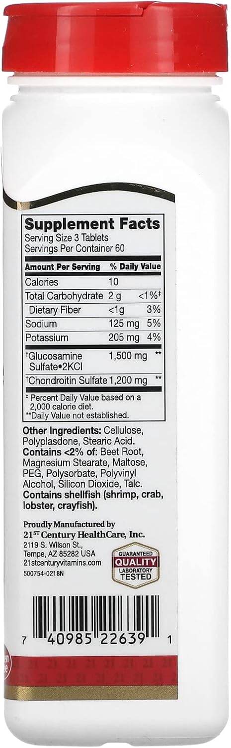 21st Century Glucosamine 500 mg & Chondroitin 400 mg, Tablets, 180 ea - OTC Shoppe Express