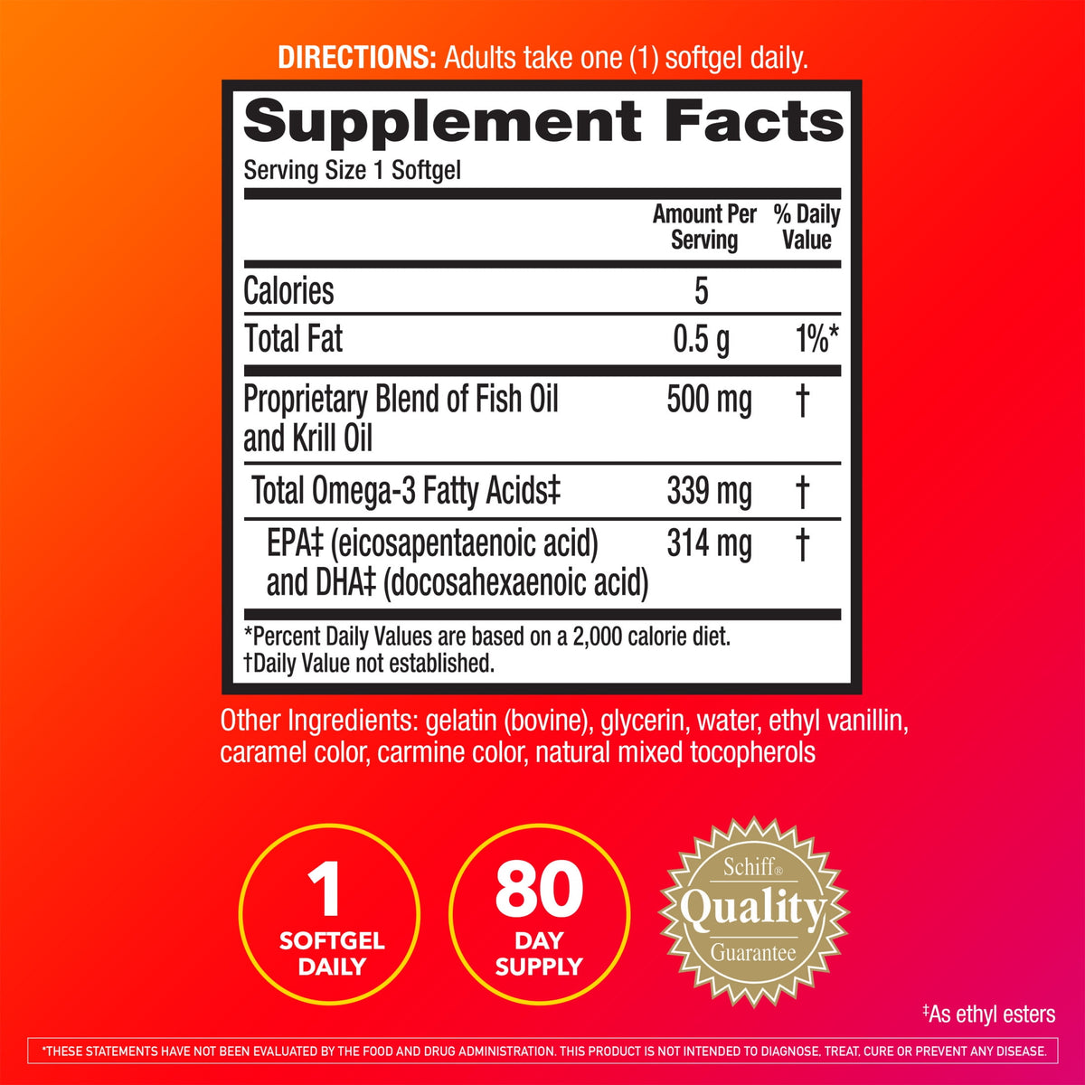 MegaRed Advanced 4in1 500mg Omega-3 Fish Krill Oil Supplements, Heart Brain Eyes Joints Health, 80 Softgels