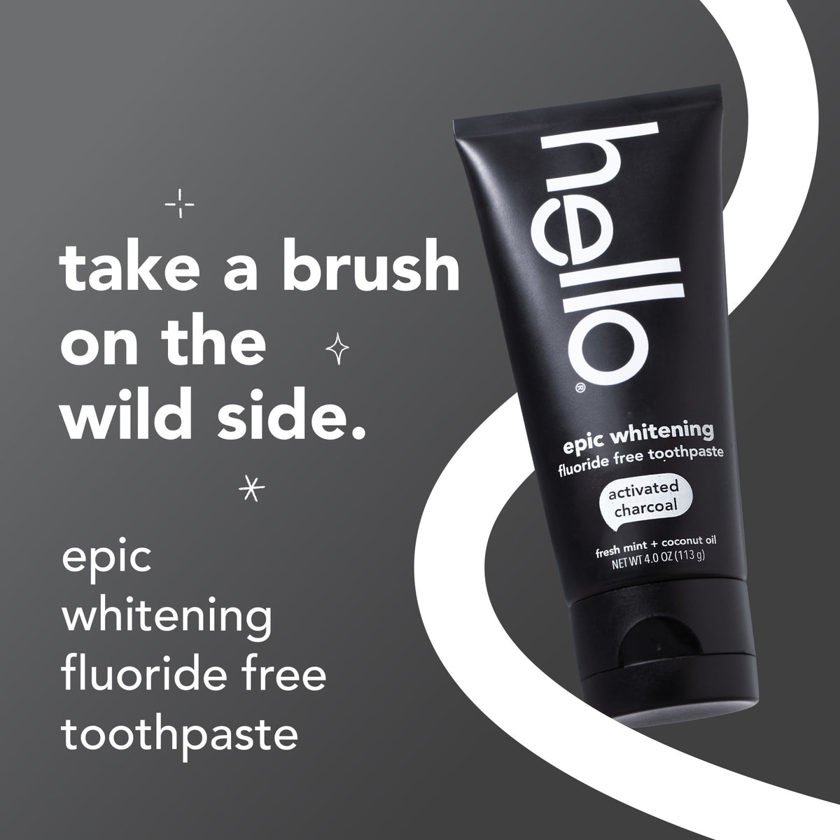 hello Epic Whitening Charcoal Fluoride Free Toothpaste, Fresh Mint, 4.0 Oz Tube