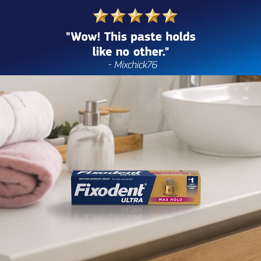 Fixodent Ultra Max Hold Secure Denture Adhesive Cream, 2.2 oz
