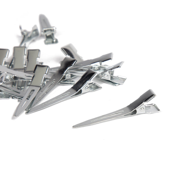 Cousin DIY 1.75 in Single Prong Metal Hair Clip, Bulk Pack of 33, Silver, Small, Adult
