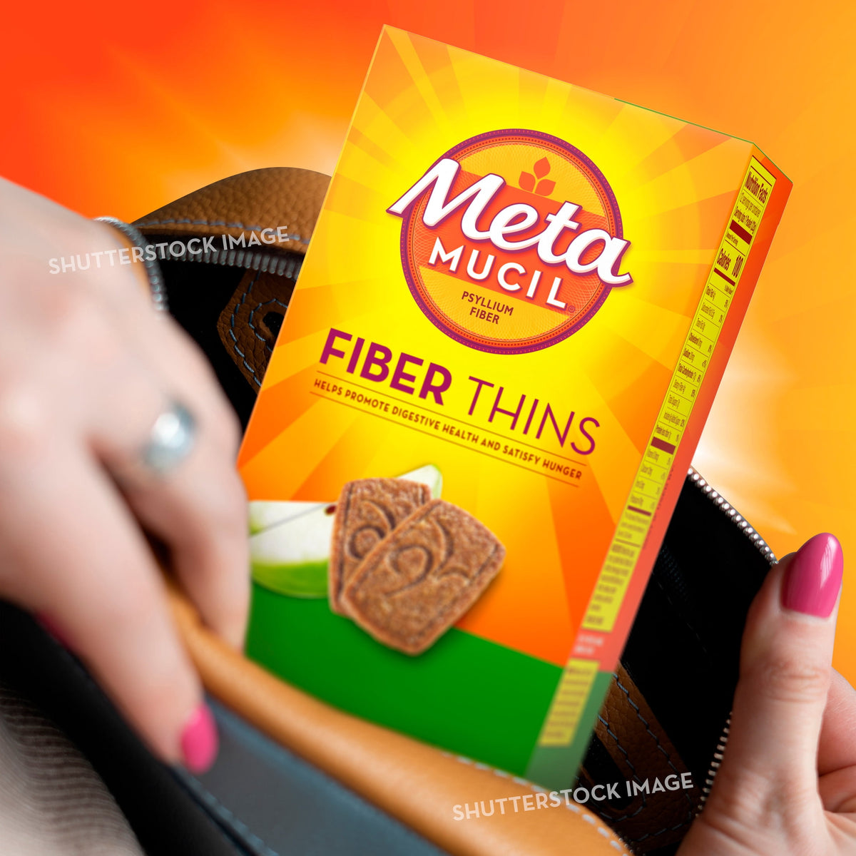 Metamucil GLP-1 Friendly Fiber Thins, Fiber Powder Food, Apple Spice, 12 Count