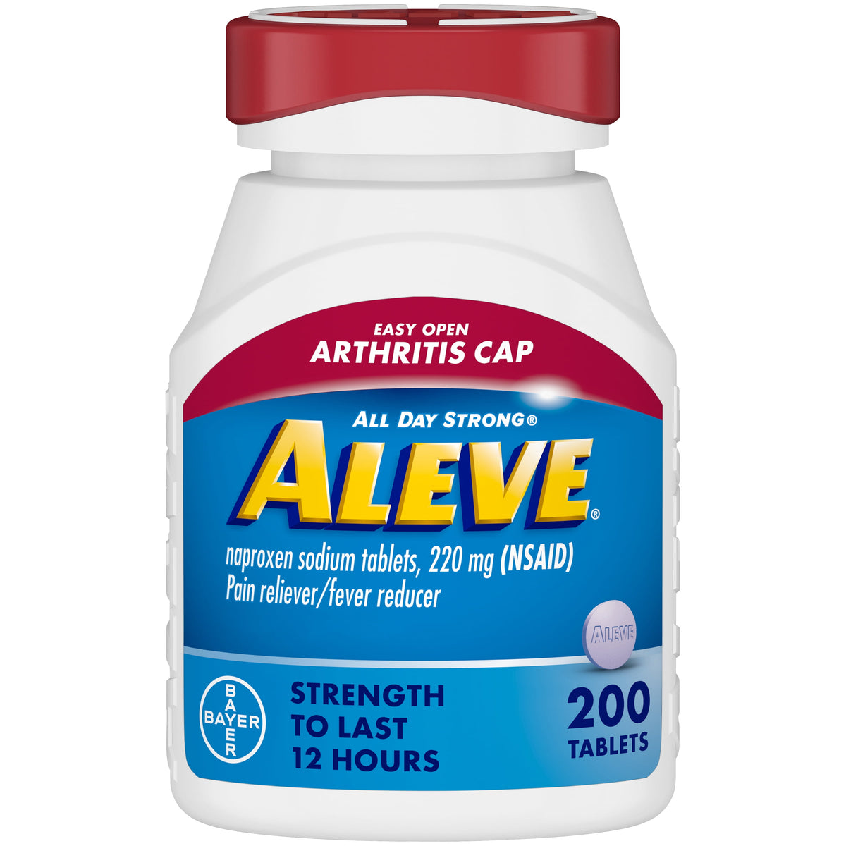 Aleve Pain Relief Tablets Easy Open Arthritis Cap, Naproxen Sodium, 200 Count