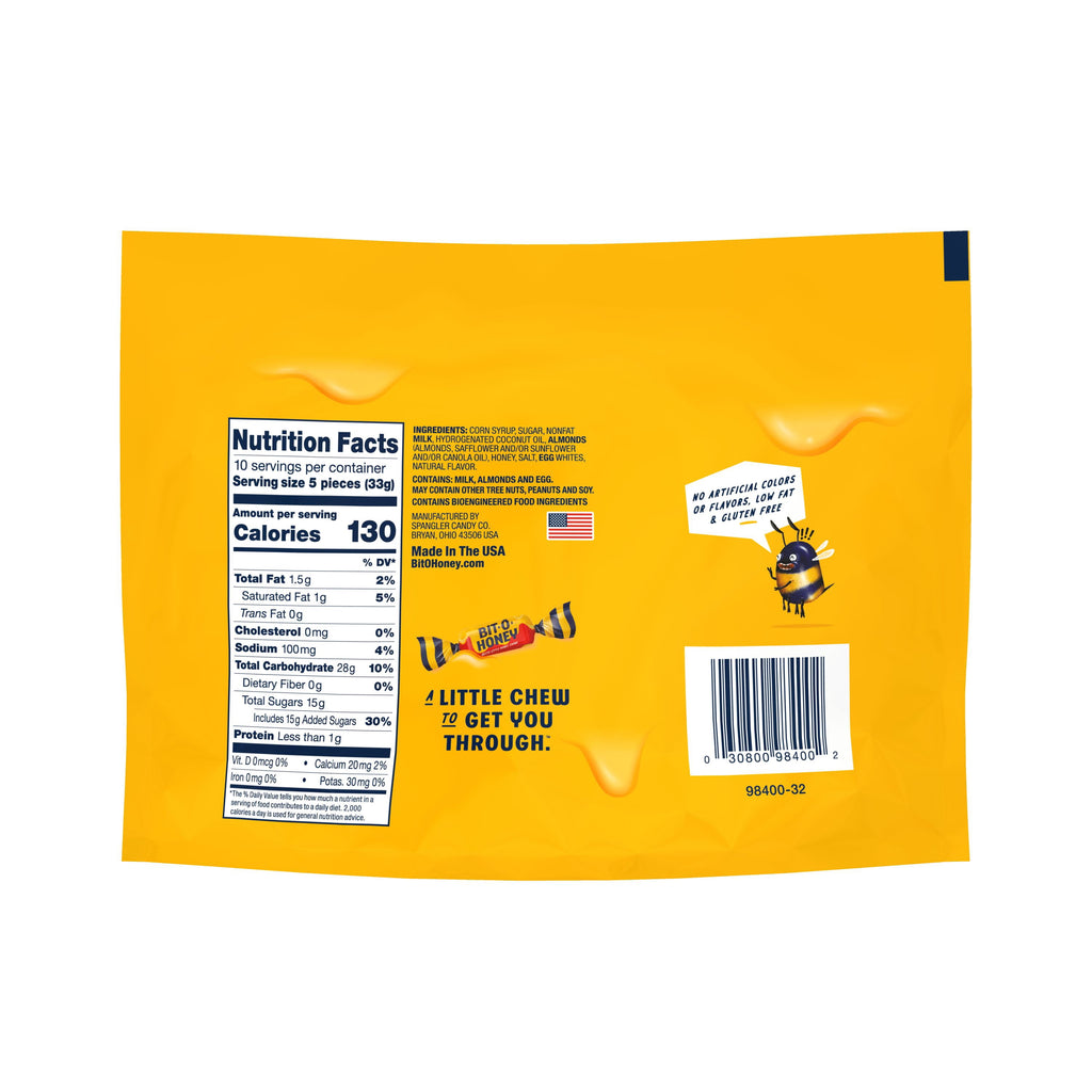 Bit-O-Honey Honey and Roasted Almond Chewy Taffy Candy 11.5 oz. Candy Bag