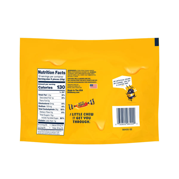 Bit-O-Honey Honey and Roasted Almond Chewy Taffy Candy 11.5 oz. Candy Bag