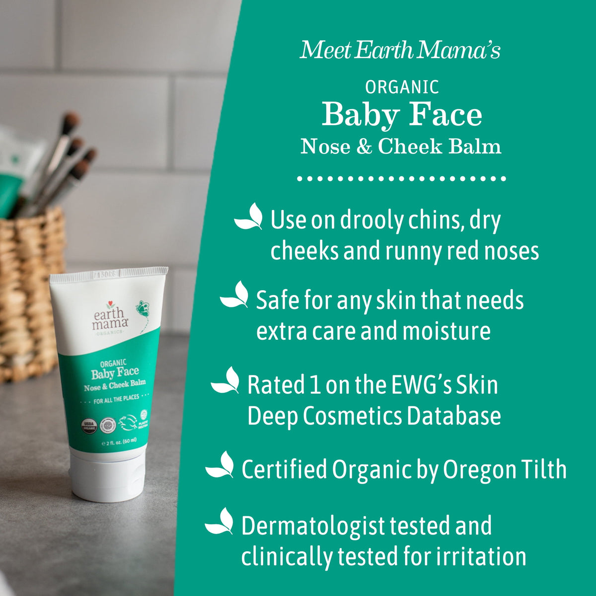 Earth Mama Organic Baby Face Nose and Cheek Balm, 2 fl oz