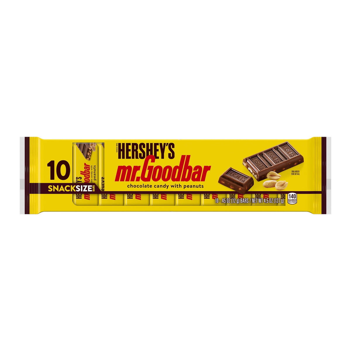 Hershey's Mr. Goodbar Chocolate with Peanuts Candy Bars & Miniatures, Snack Size, .45 oz (10 Count)