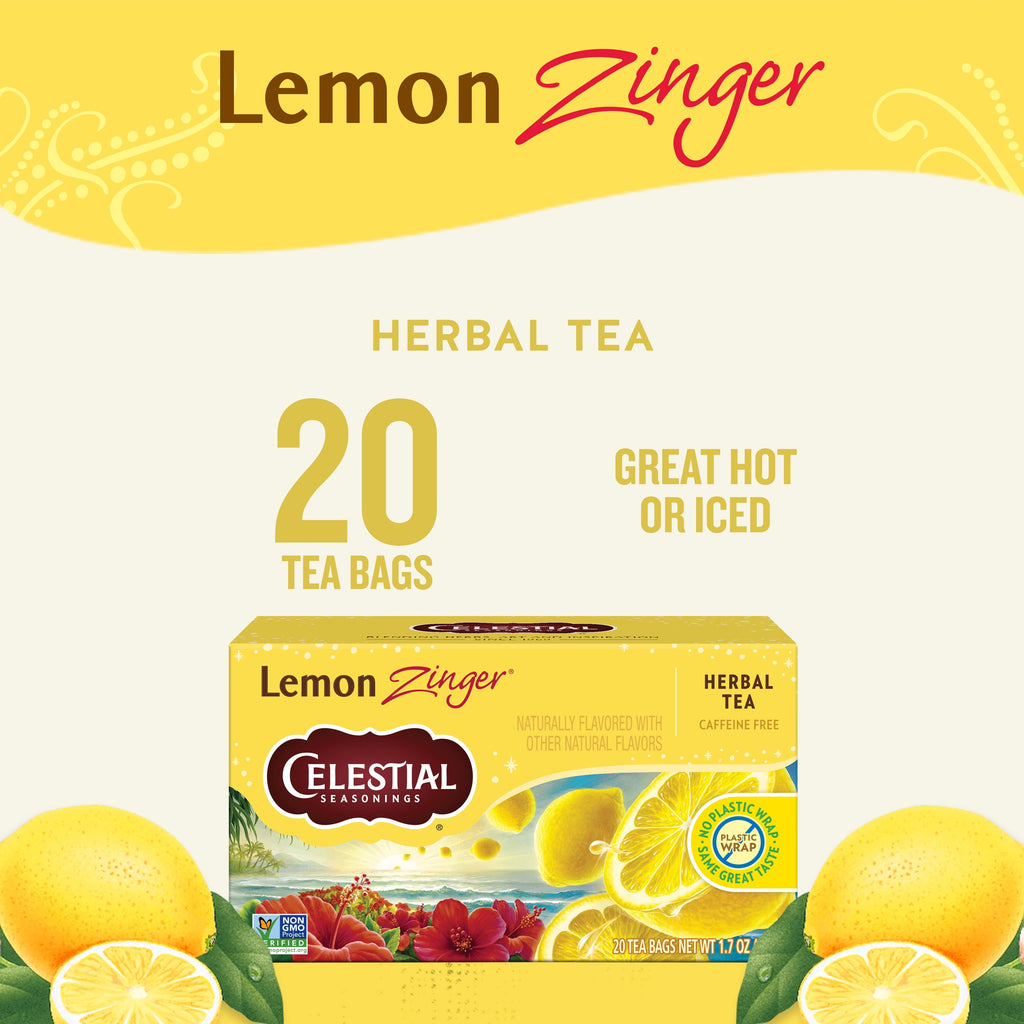Celestial Seasonings Lemon Zinger Caffeine-Free Herbal Tea Bags (20 Count)