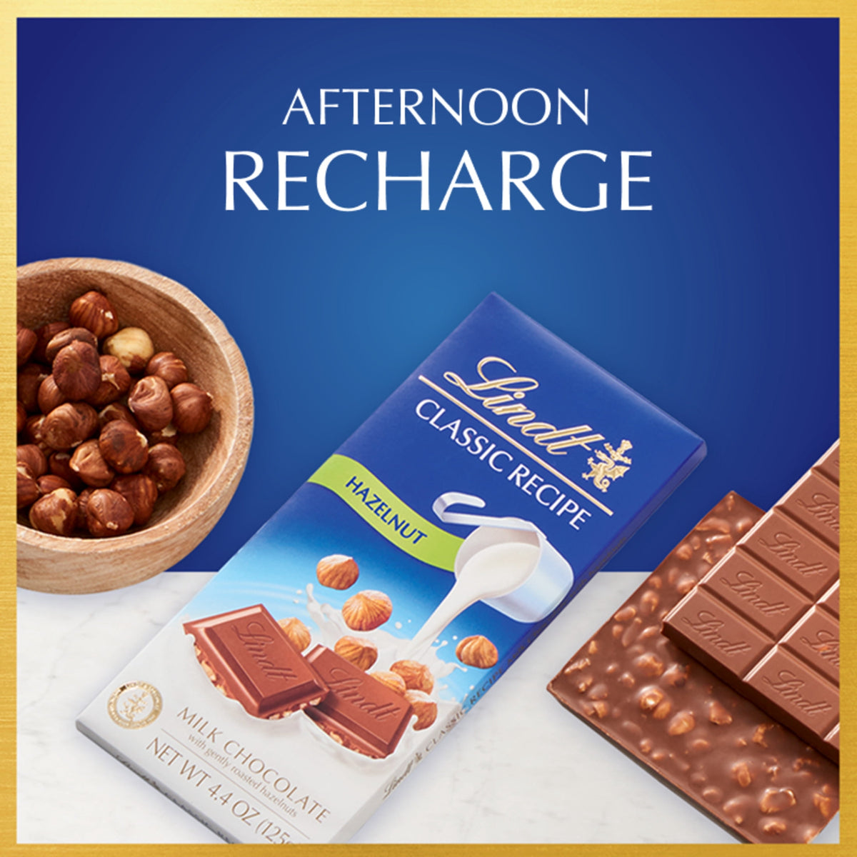Lindt Classic Recipe Hazelnut Milk Chocolate Candy Bar, 4.4 oz, Bar