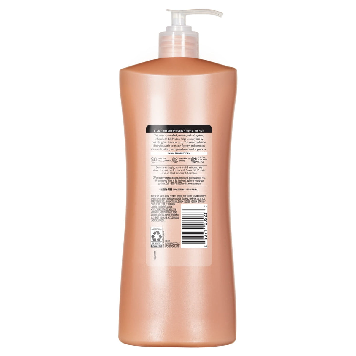 Suave Silk Protein Infusion Sleek and Smooth Conditioner for Dry Hair, 48 Hour Frizz Control, 28 fl oz
