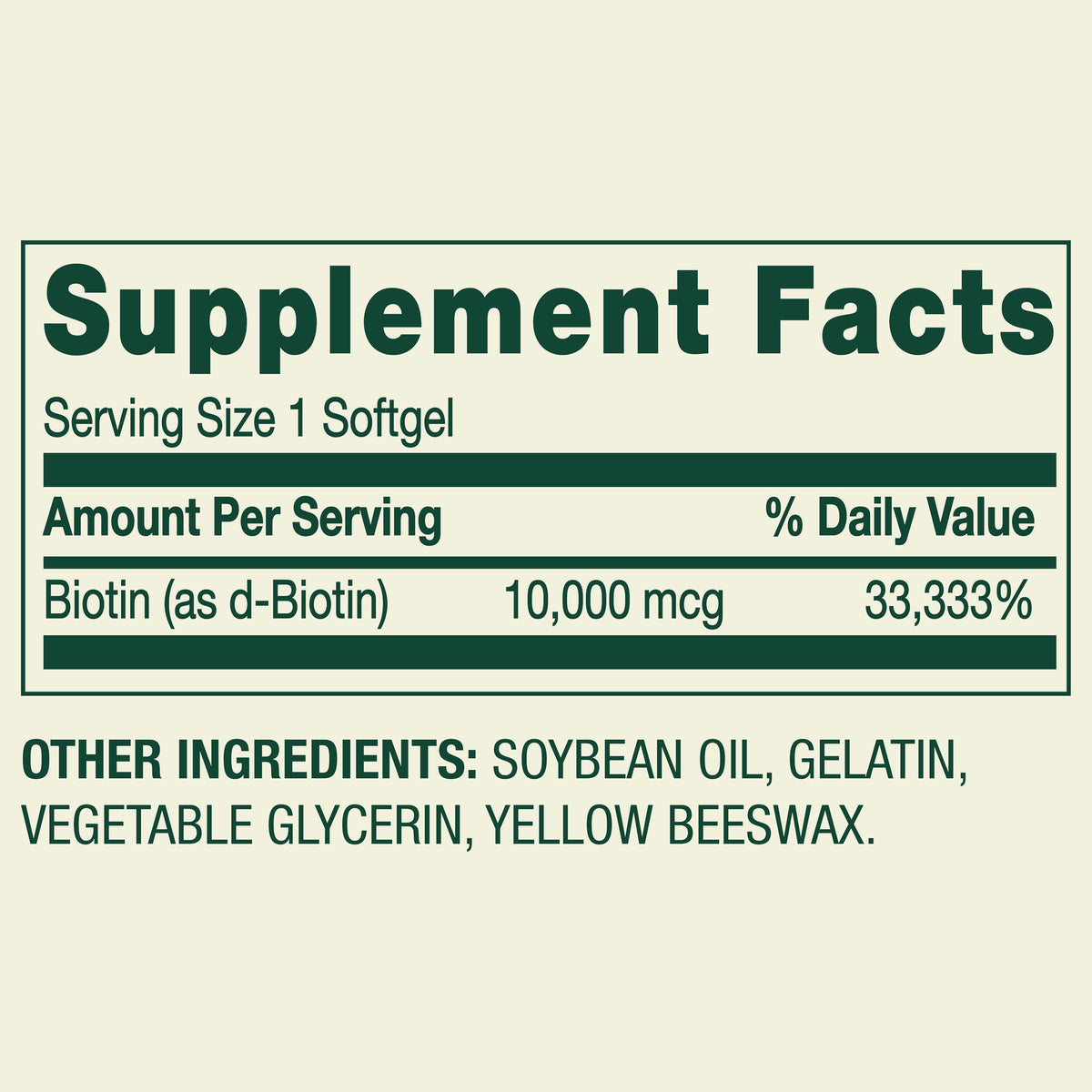 Spring Valley Biotin Dietary Supplement Softgels for Hair/Skin/Nails Health, 10,000 mcg, 120 Count