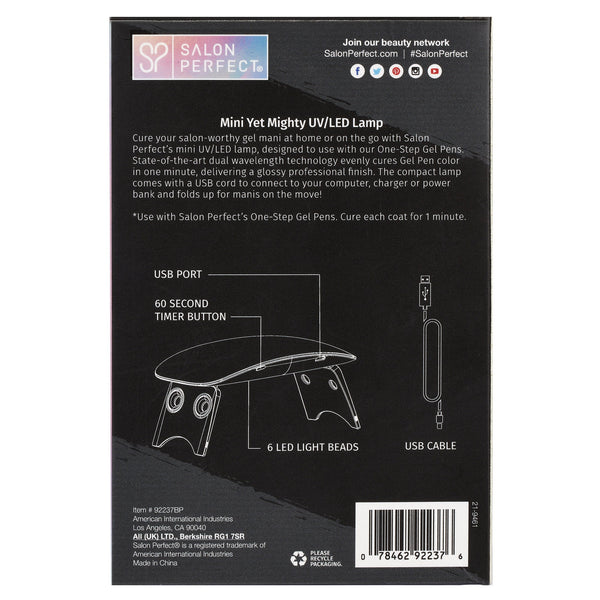 Salon Perfect Mini Gel Polish UV LED Nail Dryer Lamp with USB Charger, Nail Care Accessory