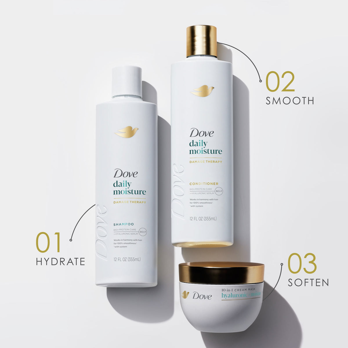 Dove Daily Moisture Shampoo & Conditioner Set, 12 fl oz 2 count