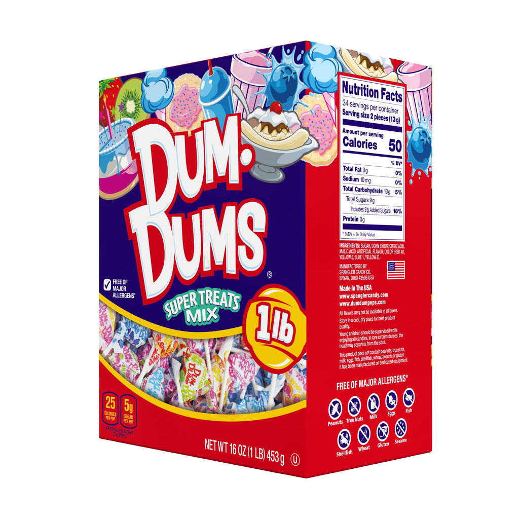 Dum Dums Limited Edition Flavor Mix Lollipops & Suckers, Party Candy Hard Candy, 16 oz Box